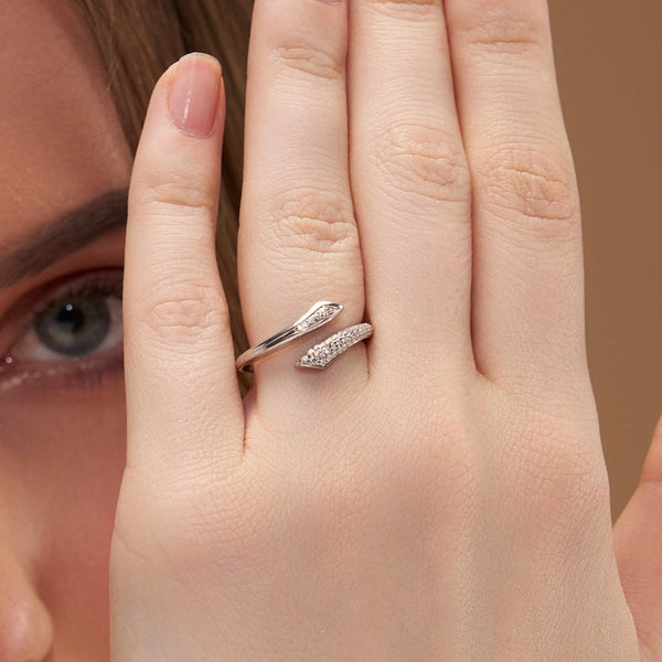 Sparkling Asymmetric Bypass Ring