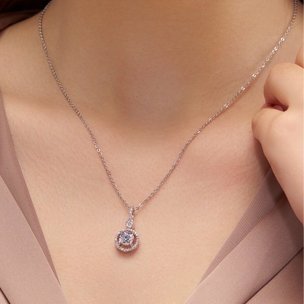 Tiered Halo Solitaire Necklace