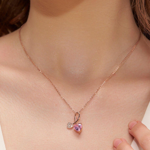 Pink Heart Duo Necklace