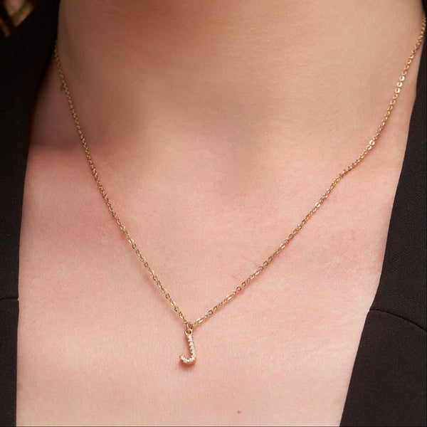 Pave Letter J Necklace