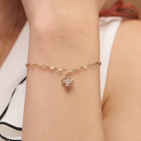 Pave Clover Charm Bracelet