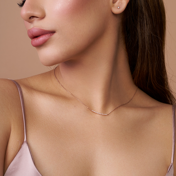 Crystal Curve Bar Necklace