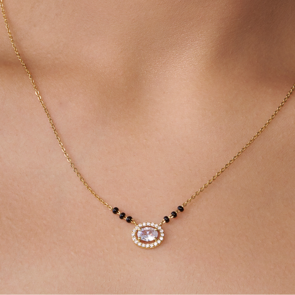 Oval Halo Solitaire Mangalsutra