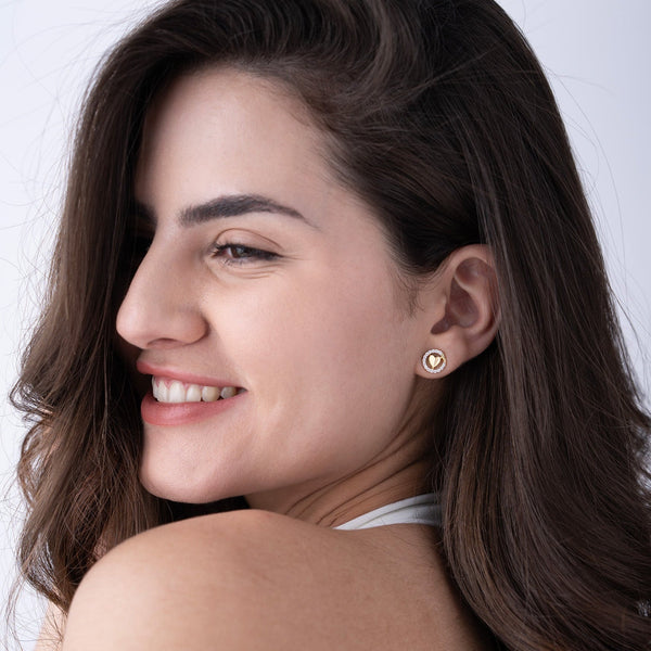 Gold Vermeil Heart Halo Studs