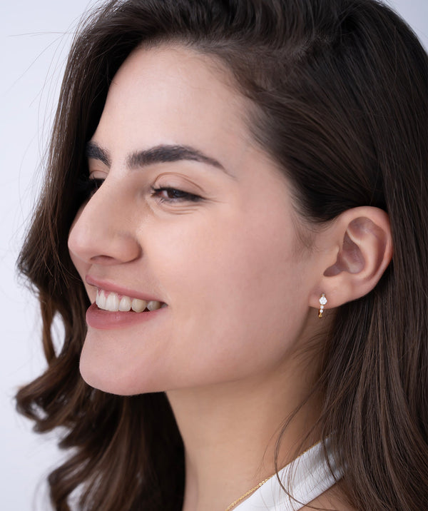 Pave Circle Huggie Hoops