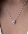 Pink Heart Halo Pendant Necklace