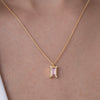 Minimal Pink Baguette Solitaire Pendant