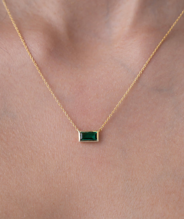 Minimal Green Baguette Pendant