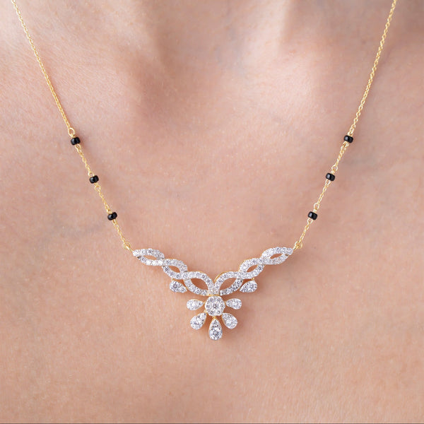 Crystal Floral Vine Mangalsutra
