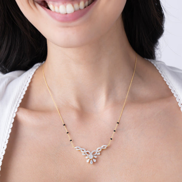 Crystal Floral Vine Mangalsutra