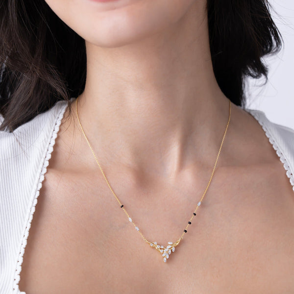 Crystal Leaf Vine Mangalsutra
