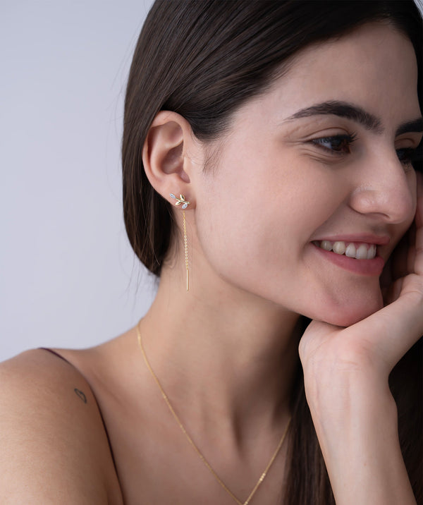 Delicate Leaf Chain Drop Earrings