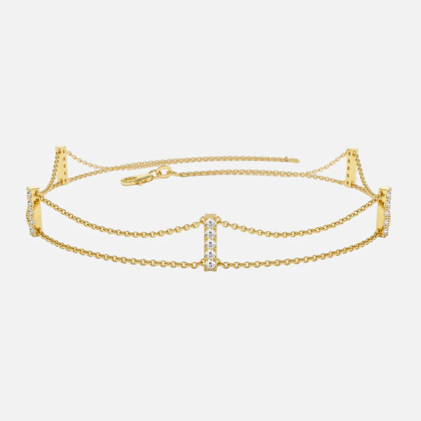 Double Chain Pave Bar Bracelet