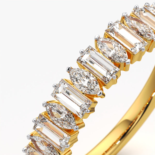 Sparkling Baguette Marquise Wedding Band