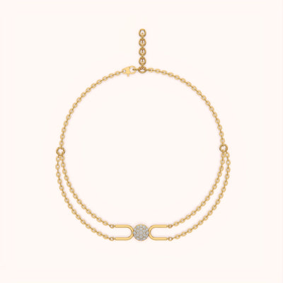 Double Chain Pave Circle Bracelet