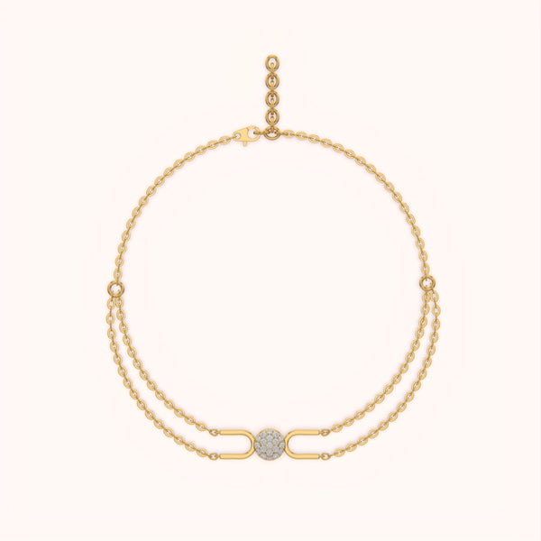 Double Chain Pave Circle Bracelet