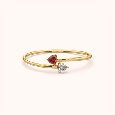 Red & White Heart Open Bangle