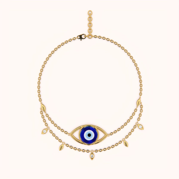 Layered Evil Eye Drop Bracelet