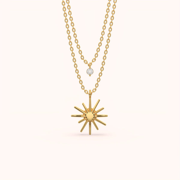 Celestial Sunburst Layered Necklace
