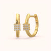 Pave Square Huggie Hoops