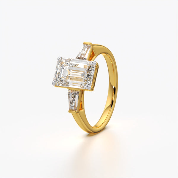 Emerald Cut Ring with Tapered Baguettes