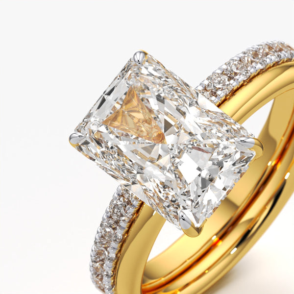 Emerald Cut Solitaire & Eternity Stack