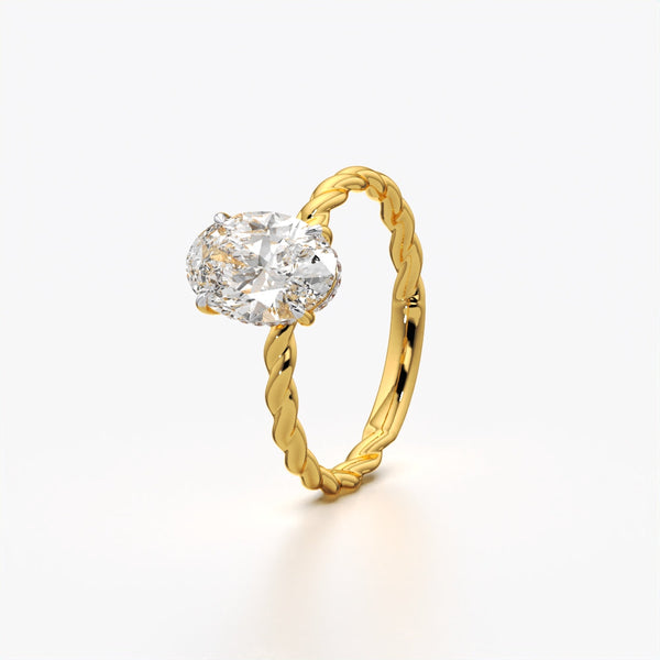 Oval Rope Solitaire Ring