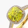 Yellow Cushion Halo Pave Ring