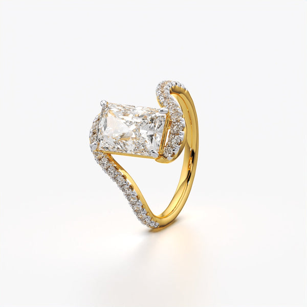 Emerald Cut Pave Bypass Ring