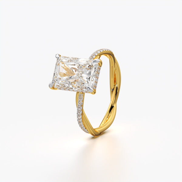 Radiant Solitaire Twisted Pave Ring