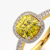 Yellow Cushion Halo Ring