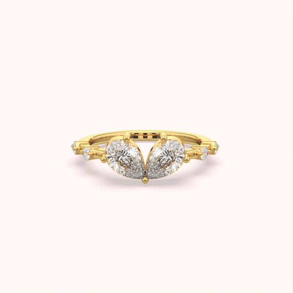 Twin Pear Heart Ring