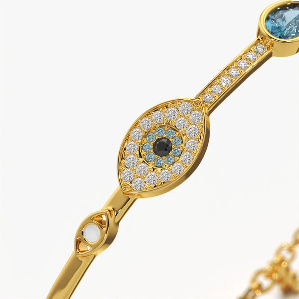 Pave Evil Eye Open Bangle