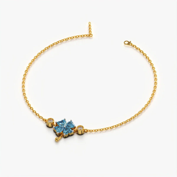 Blue Crystal Clover Bracelet