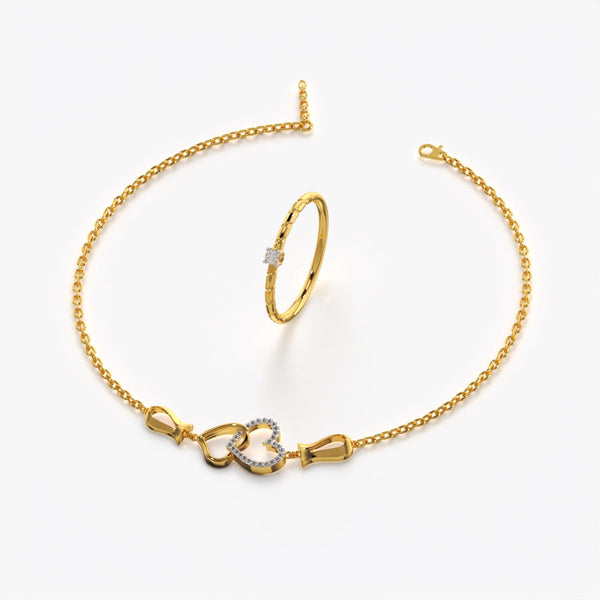 Interlocking Heart & Solitaire Ring Set