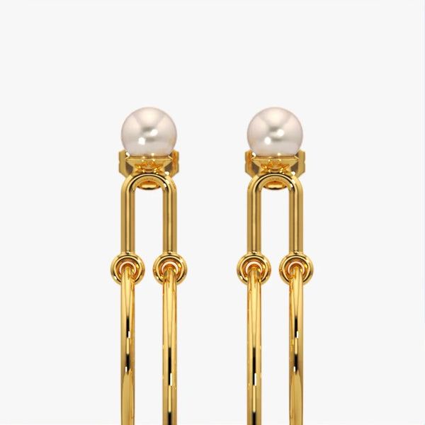 Pearl Linked Double Circle Drops