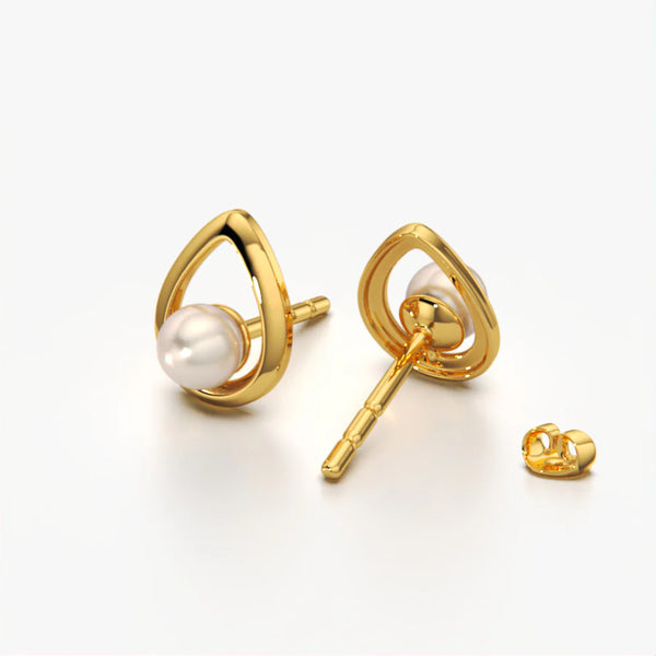 Open Teardrop Pearl Studs