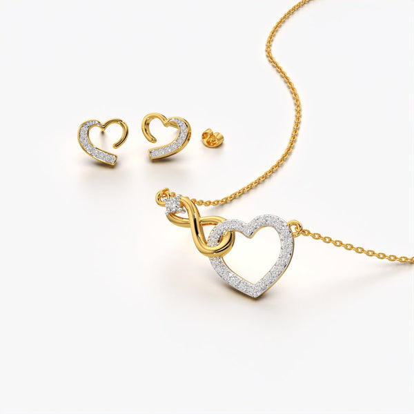 Sparkling Infinity Heart Pendant Set
