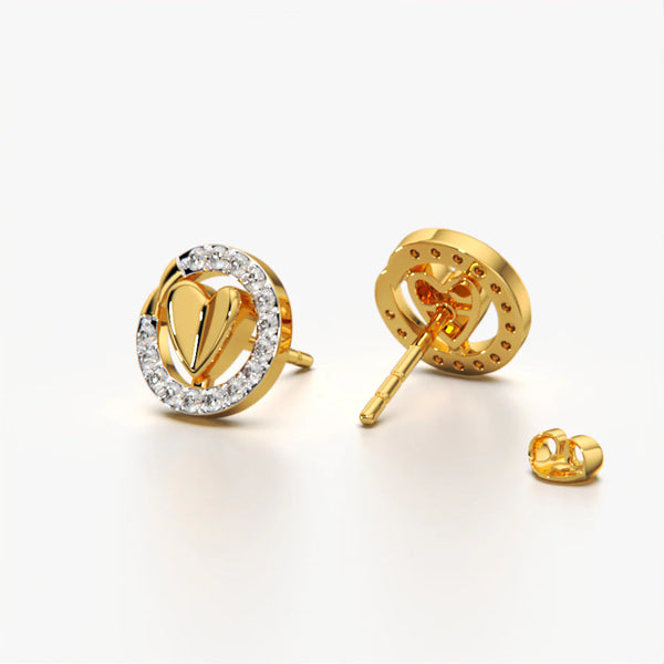 Gold Vermeil Heart Halo Studs