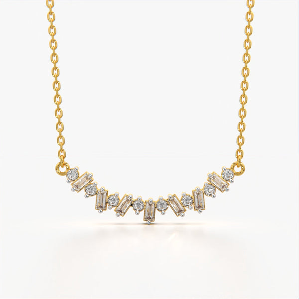 Alternating Baguette Curve Necklace