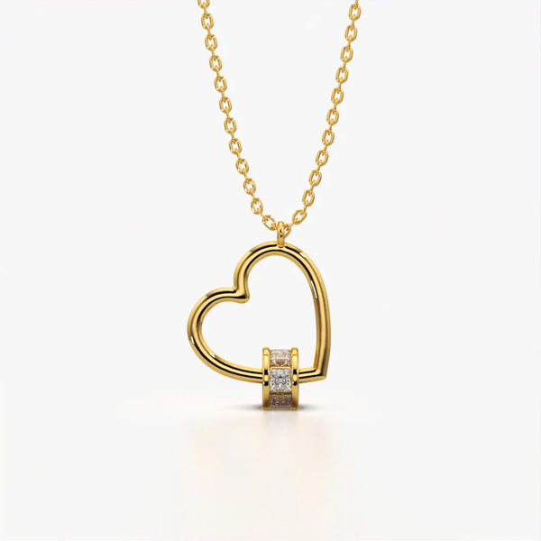 Open Heart Sliding Stone Necklace