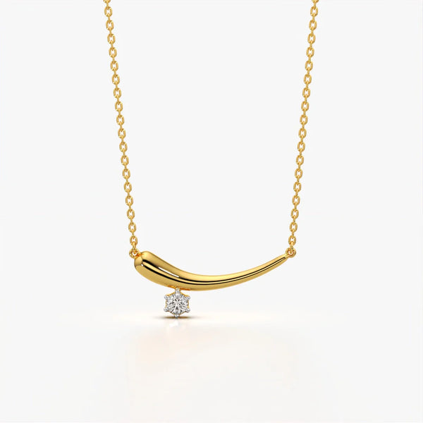 Elegant Curve Drop Solitaire Necklace