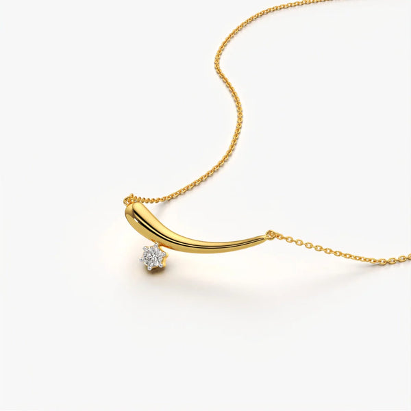 Elegant Curve Drop Solitaire Necklace