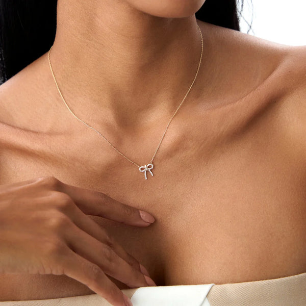 Sparkling Ribbon Bow Necklace