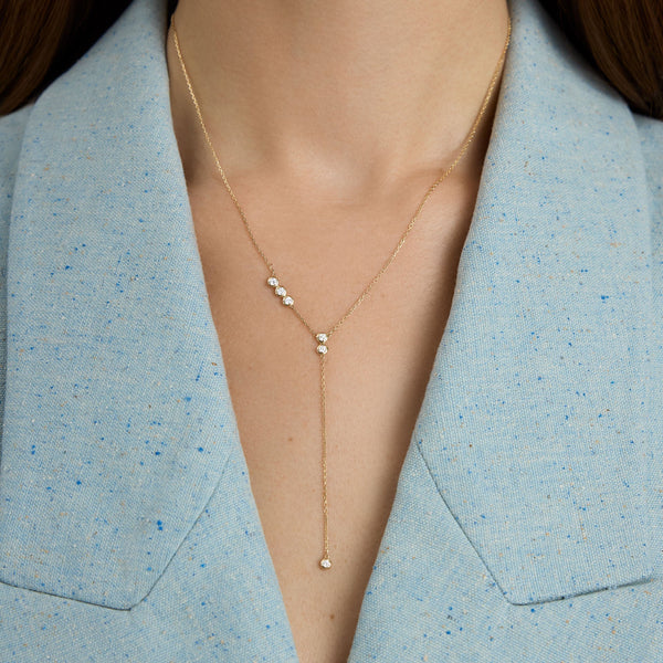 Asymmetric Bezel Y-Drop Necklace