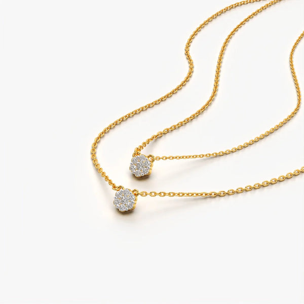 Sparkling Round Cluster Layered Necklace