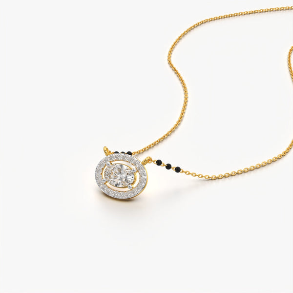 Oval Halo Solitaire Mangalsutra