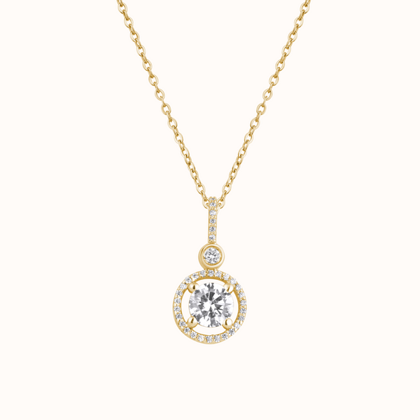 Tiered Halo Solitaire Necklace
