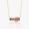 Red Baguette Crescent Necklace