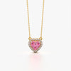 Pink Heart Halo Pendant Necklace